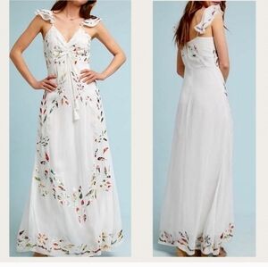 FARM Rio White Maxi Dress with Multicolor Floral Accents